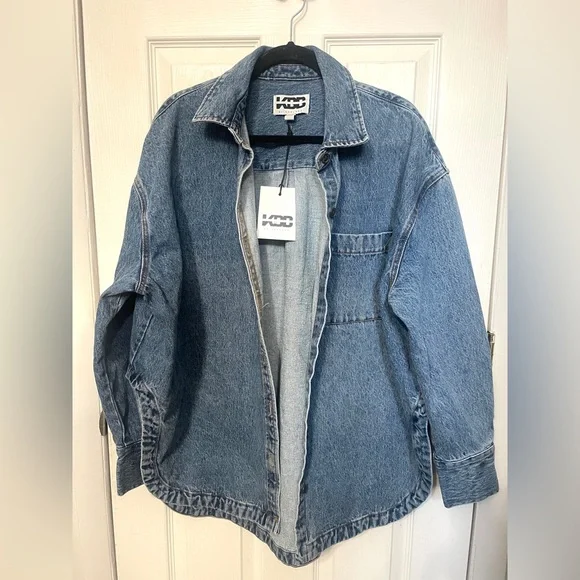 KBB KAHLANA Target Samira Medium Wash Button Down Denim Shirt Oversized M NWT - Picture 5 of 13